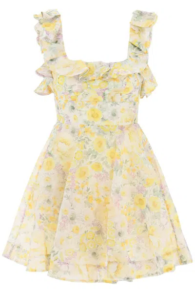 Shop Zimmermann "mini Harmony Floral Organza Dress" In Multicolor
