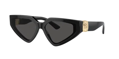 Dolce & Gabbana Dg Crossed Logo Acetate & Plastic Cat-eye Sunglasses In Dark Grey