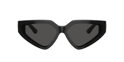Dolce & Gabbana Dg Crossed Logo Acetate & Plastic Cat-eye Sunglasses In Dark Grey