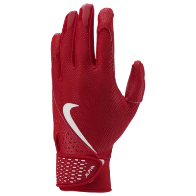 Shop Nike Mens  Alpha Batting Gloves In White/universit Red