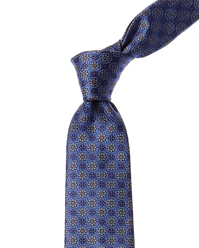 Shop Canali Blue Floral Silk Tie