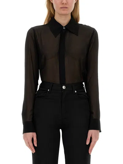 Shop Ami Alexandre Mattiussi Silk Shirt In Black