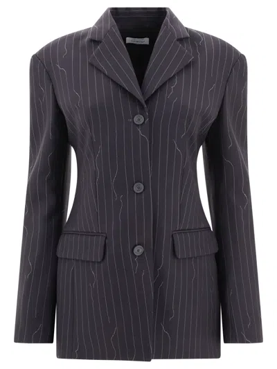 Off-white Off White Pinstriped Blazer In Blue