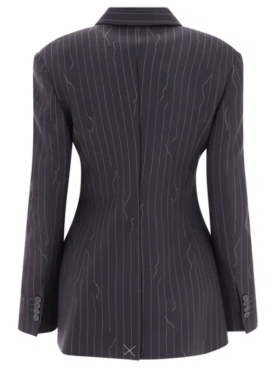 Shop Off-white Off White Pinstriped Blazer In Blue