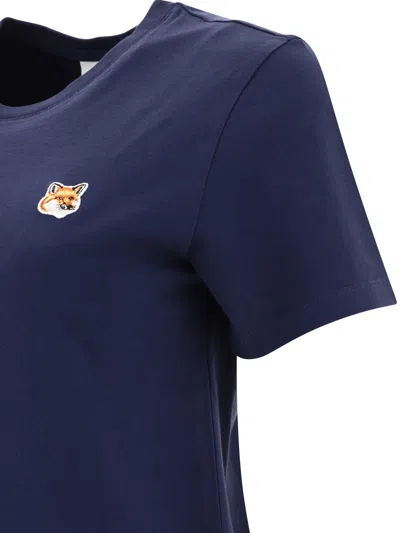 Shop Maison Kitsuné "fox Head" T Shirt In Blue