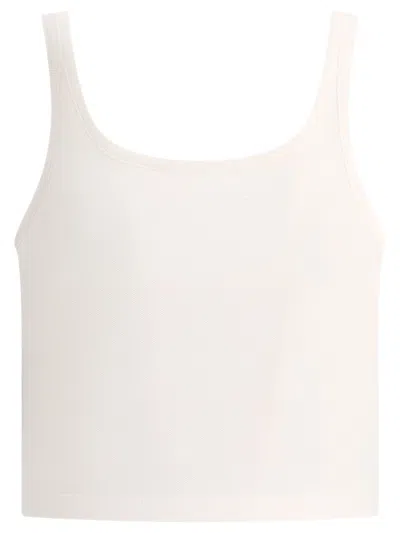 Palm Angels Ribbed Sleeveless Cropped Tank Top In White