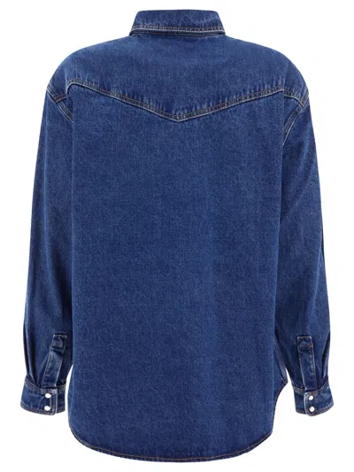 Shop Palm Angels "lw Monogram" Overshirt Jacket In Light Blue