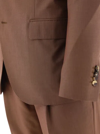 Shop Lardini Wool Blend Single Breasted Suit In Brown