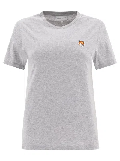 Shop Maison Kitsuné "fox Head" T Shirt In Grey