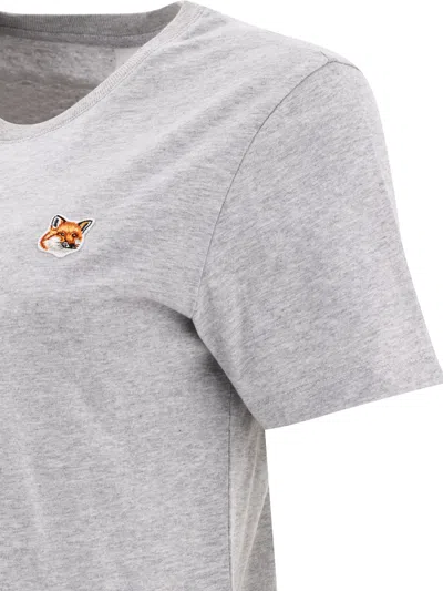Shop Maison Kitsuné "fox Head" T Shirt In Grey