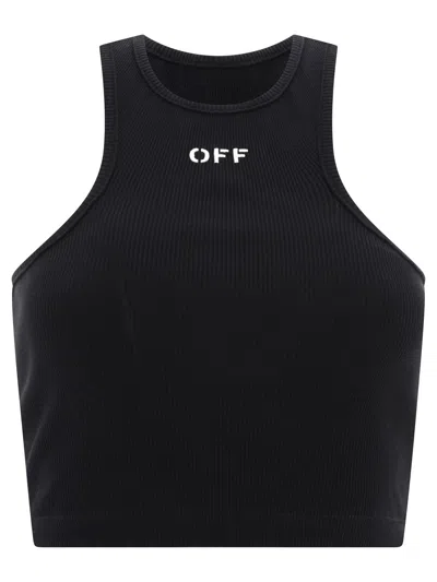 Shop Off-white Off White "off Stamp" Ribbed Tank Top In Black