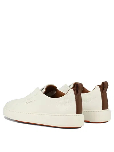 Shop Santoni Slip On Sneakers In White