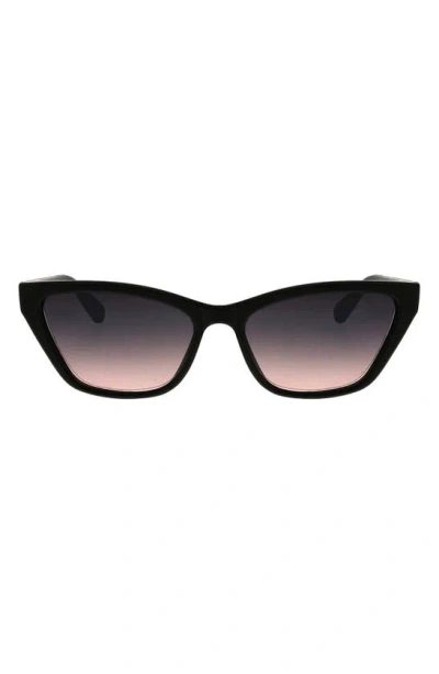 Shop Bcbg 56mm Cat Eye Sunglasses In Matte Satin Black
