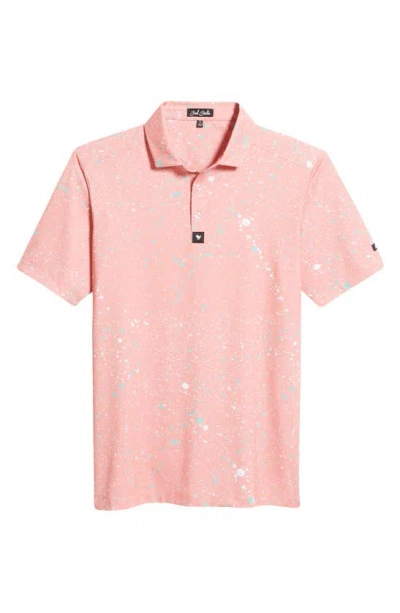 Shop Bad Birdie Paint Splatter 2 Print Jersey Short Sleeve Polo In Pink