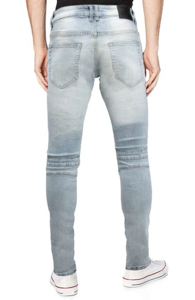 X-ray Xray Raw X Moto Rip & Repair Stretch Skinny Jeans In Light Denim
