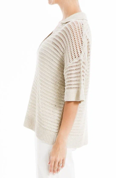 Shop Max Studio V-neck Knit Polo Sweater In Oyster-oyster