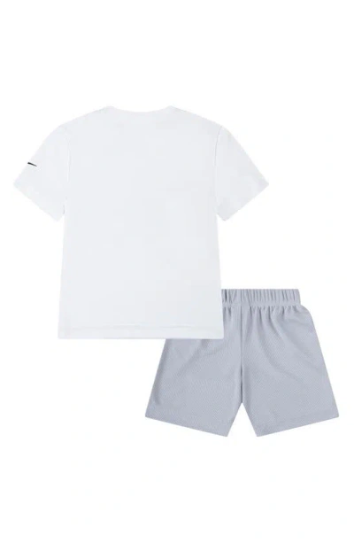 Shop 3 Brand Kids' Dri-fit Mashup Swoosh T-shirt & Shorts Set In Wolf Gray