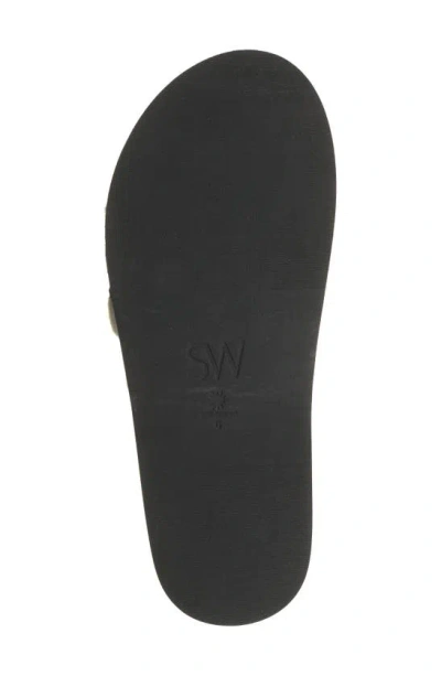 Stuart Weitzman Super Studs Genuine Shearling Slide Sandal In Cream/ Black