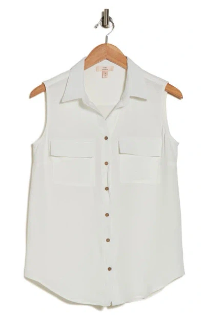 Shop Como Vintage Airflow Safari Button-up Shirt In Cloud Dancer