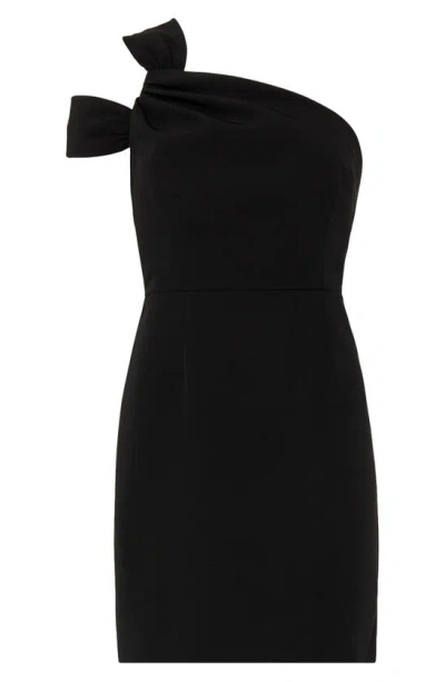 Shop Milly Peyton One-shoulder Dress In Black