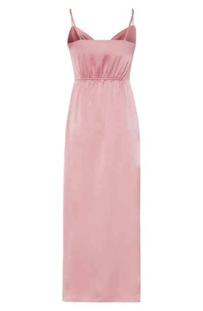 Shop Milly Lilliana Satin Ruched Slipdress In Rose Gold