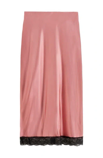 Shop Scotch & Soda High Waist Lace Trim Satin Skirt In Weathered Pink