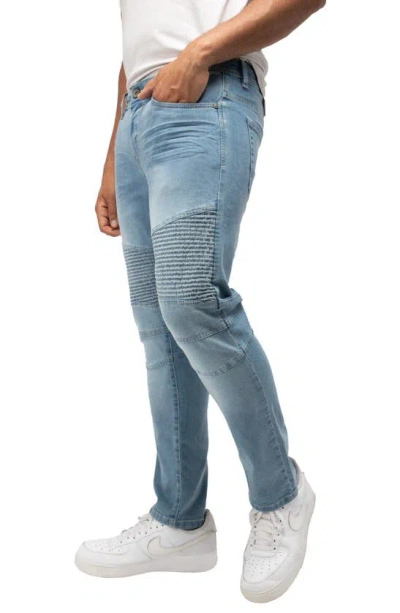 X-ray Stretch Moto Slim Jeans In Light Blue