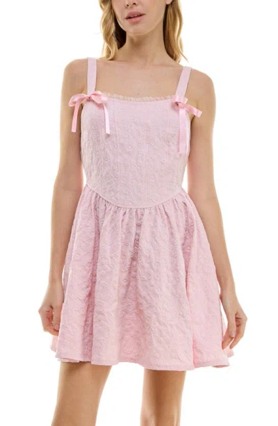 Shop Row A Embroidered Corset Dress In Pink
