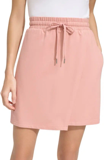 Shop Andrew Marc Twill Faux Wrap Skirt In Rose