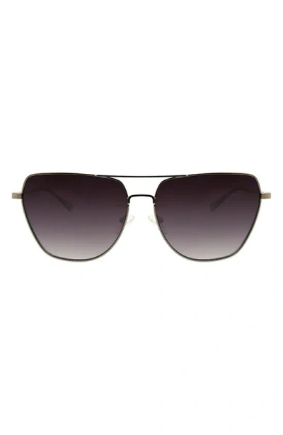 Shop Bcbg 62mm Modern Geometric Aviator Sunglasses In Silver