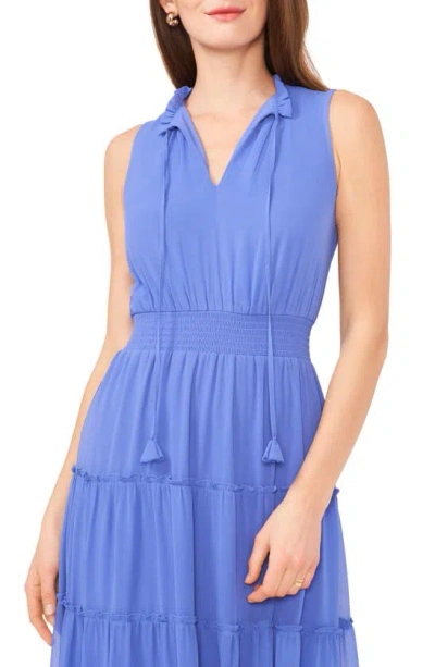 Halogen Floral Tiered Smocked Waist Maxi Dress In Blue