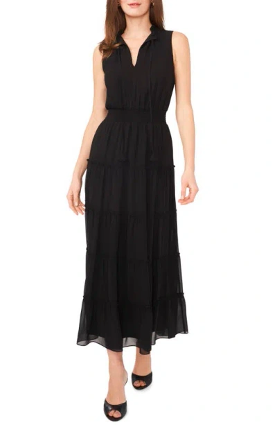 Shop Halogen ® Floral Tiered Smocked Waist Maxi Dress In Rich Black