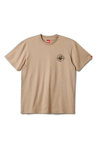 Shop Quiksilver Outta Road Skull Logo Graphic T-shirt In Taupe