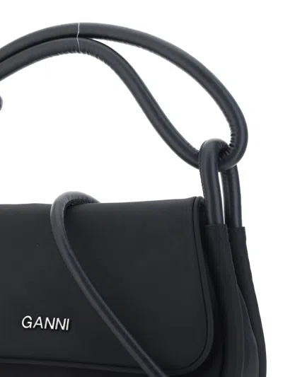 Shop Ganni Knot Flap Handbag In Black