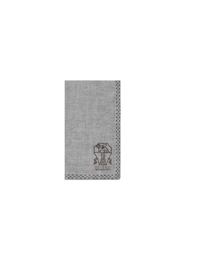 Shop Brunello Cucinelli Pocket Tissue In Acciaio+navy+tortora