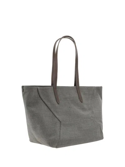 Shop Brunello Cucinelli Monile Shopping Bag In Grey Seal