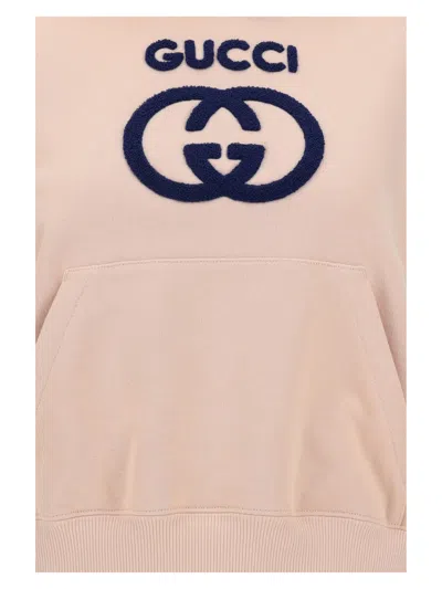 Shop Gucci Hoodie In Soft Pink/mix