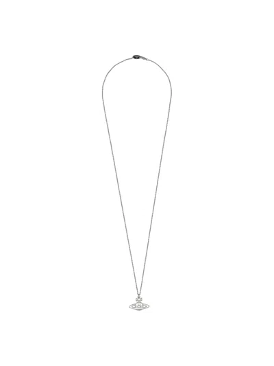 Shop Vivienne Westwood Thin Lines Flat Necklace In Palladium
