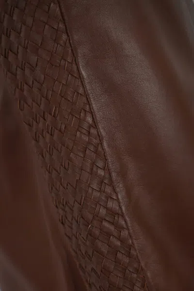 Shop Weekend Max Mara Ocra Nappa Leather Skirt In Coccio