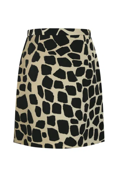 Shop Max Mara Giovane Cotton And Linen Skirt In Giraffa