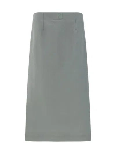 Shop Fendi Light Grey Mohair Blend Skirt In Shadow