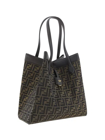 Shop Fendi Origami Shoulder Bag In T.moro+ebano+os