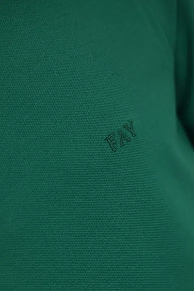 Shop Fay Stretch Cotton Polo Shirt In Verde