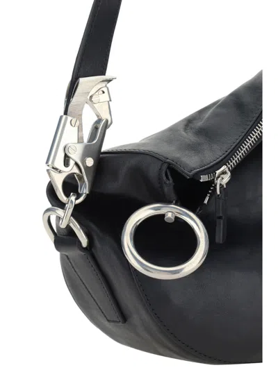 Shop Burberry Black Leather Knight Small Shoulder Bag