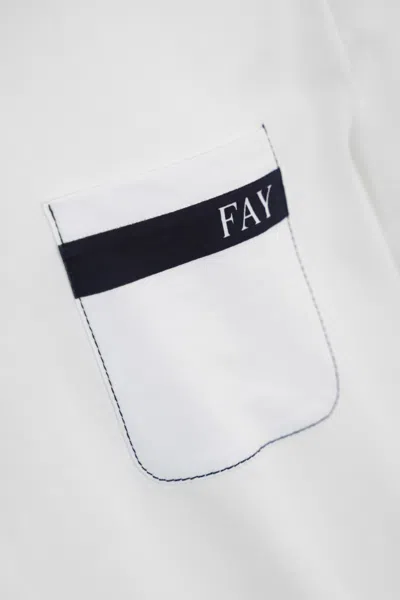 Shop Fay Cotton T-shirt With Pocket In Bianca