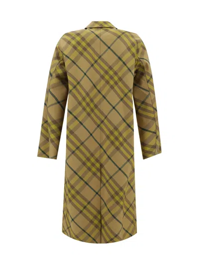 Shop Burberry Rw Breasted Coat In Cedar Ip Check
