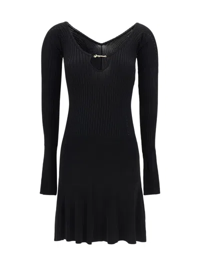 Shop Jacquemus Pralu Knit Mini-dress In Black