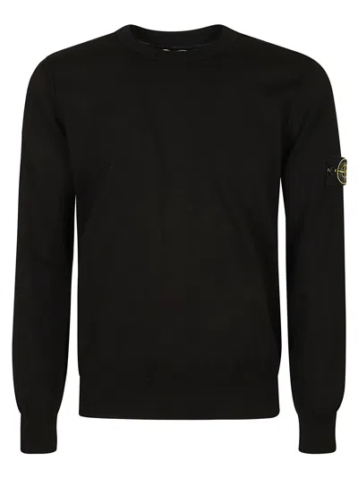 Shop Stone Island Logo Sleeve Sweatshirt In Nero