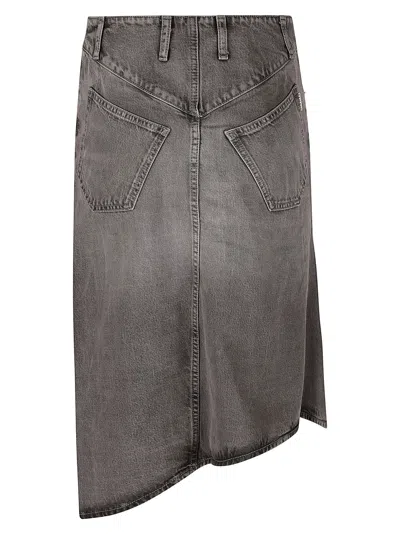 Shop Remain Birger Christensen Drape Denim Skirt In Silver Filigree
