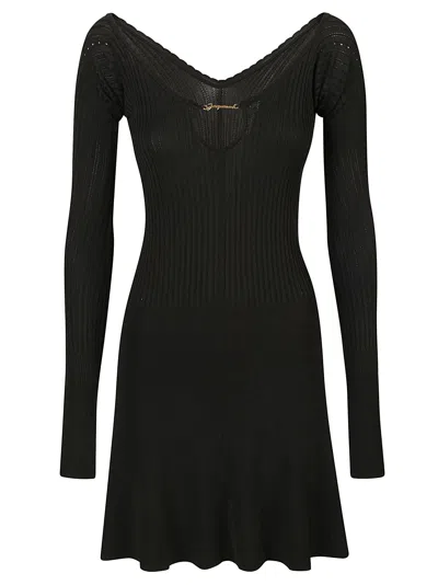 Shop Jacquemus Pralu Mini Dress In Black